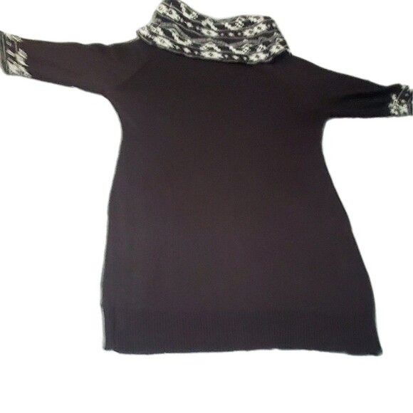 Pink Rose 3X Brown Sweater Dress – Fair Isle Cowl & Cuffs – Plus Size Cozy Knit - Picture 9 of 16